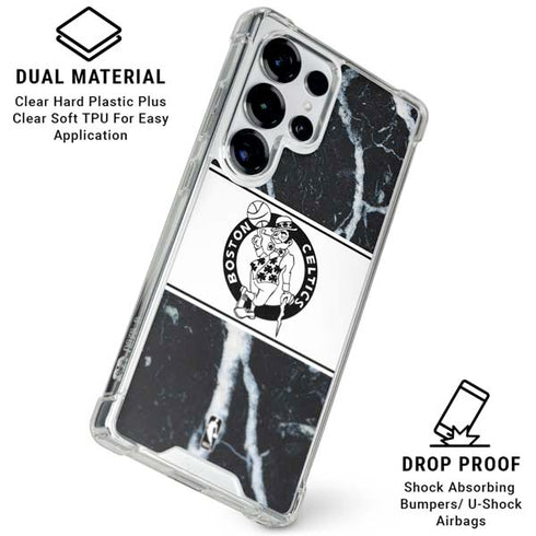 NBA Boston Celtics Marble Galaxy S25 Ultra Clear Case